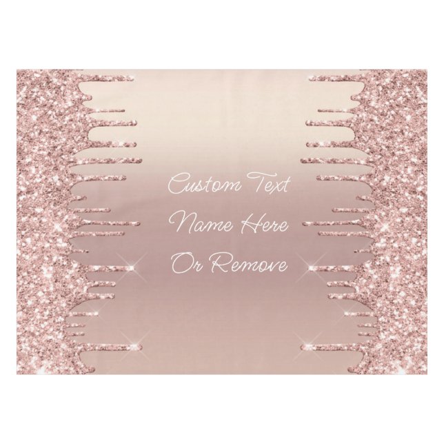 Rose Gold Glitter Custom Text Your Name Tablecloth (Front (Horizontal))