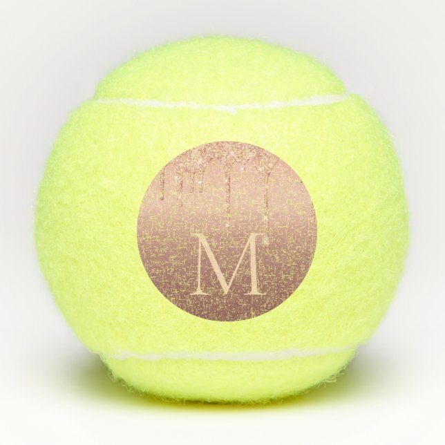 Rose Gold Glitter Custom Your Letter Tennis Balls (Front)