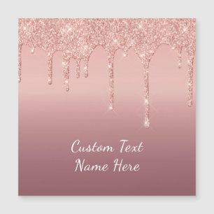 Rose Gold Glitter Custom Your Text Magnetic Card