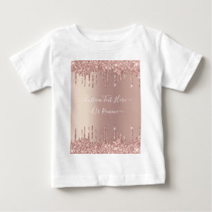 Rose Gold Glitter Custom Your Text Name Gift Baby T-Shirt
