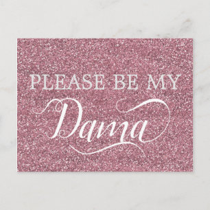 Rose Gold Glitter Dama Quinceanera Dama Proposal Invitation Postcard