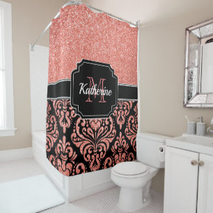 Rose Gold Glitter Damask