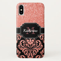 Rose Gold Glitter Damask