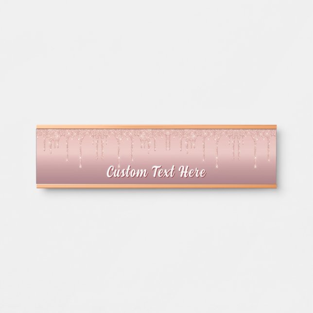 Rose Gold Glitter Desk Name Plate Personalized (Front)