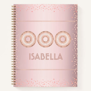 Rose gold glitter doughnuts modern girly stylish notebook