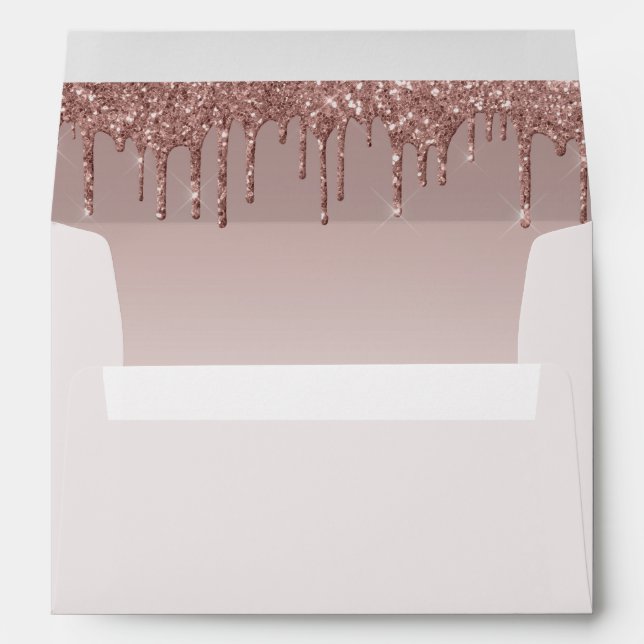 Rose Gold Glitter Drip Baby Shower Envelope  (Back (Bottom))
