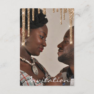 Rose Gold Glitter Drip Bridal Shower Engagement Invitation