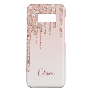 Rose gold glitter drip ombre glam girly name Case-Mate samsung galaxy s8 case