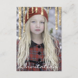 Rose Gold Glitter Drips Birthday Part Sweet Invitation