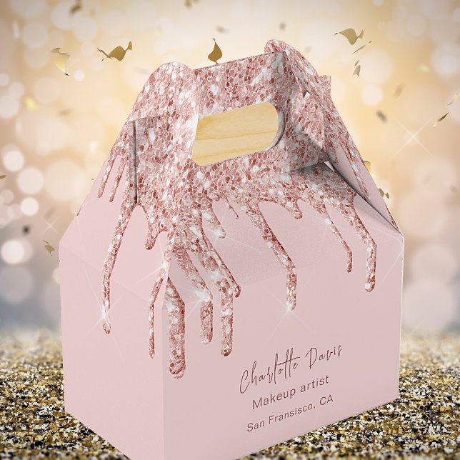 Rose gold glitter drips business QR code  Favor Box (Creator Uploaded)