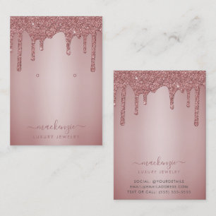 Rose Gold Glitter Drips Jewellery Display Card