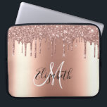 Rose Gold Glitter Drips Metal  Monogram Trendy  Laptop Sleeve<br><div class="desc">This design may be personalized in the area provided by changing the photo and/or text. Or it can be customized by clicking Personalize this Template and then choosing the click to customize further option and delete or change the colour of the background, add text, change the text colour or style,...</div>