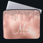 Rose Gold Glitter Drips Monogram Laptop Sleeve<br><div class="desc">This design may be personalized in the area provided by changing the photo and/or text. Or it can be customized by clicking Personalize this Template and then choosing the click to customize further option and delete or change the colour of the background, add text, change the text colour or style,...</div>