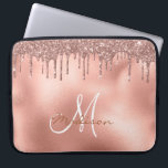 Rose Gold Glitter Drips Monogram Laptop Sleeve<br><div class="desc">This design may be personalized in the area provided by changing the photo and/or text. Or it can be customized by clicking Personalize this Template and then choosing the click to customize further option and delete or change the colour of the background, add text, change the text colour or style,...</div>