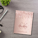 Rose gold glitter drips monogram script 2025 planner<br><div class="desc">A  rose gold background with elegant faux rose gold glitter drips,  paint dripping look.  Personalize and add your monogram initials,  name and a title/year 2022 (or any year)  Your monogram initials as a pattern on the background.</div>