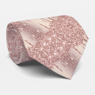 Rose Gold Glitter Drips Neck Tie