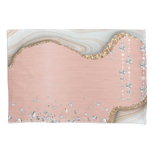 Rose Gold Glitter Drips Pink Pillowcase