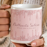 Rose Gold Glitter Drips Salon Business Pen Holder