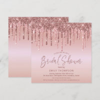 Rose Gold Glitter Drips Script Bridal Shower