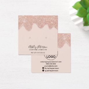 Rose gold glitter drips studs earrings display