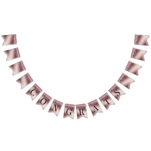 Rose Gold Glitter Drips Surprise Retirement Bunting Flags