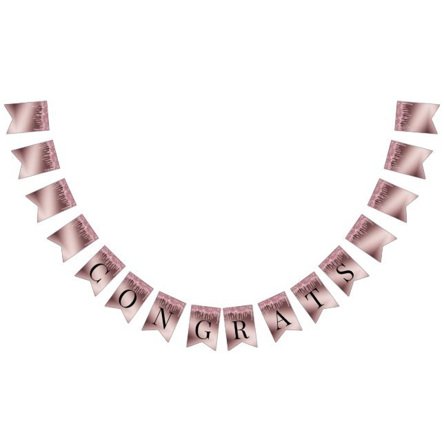 Rose Gold Glitter Drips Surprise Retirement Bunting Flags (All)