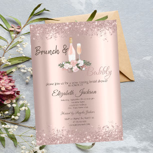Rose Gold Glitter Dust Brunch Bridal Shower Invitation