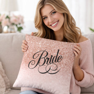 Rose Gold Glitter Elegant Bridal Shower Wedding Throw Pillow