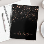 Rose Gold Glitter Elegant Glamourous Modern Script Planner<br><div class="desc">Create your own personalized black and rose gold diamond sparkle planner with your custom modern handwritten script name.</div>