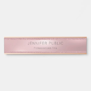Rose Gold Glitter Elegant Glamourous Professional Door Sign