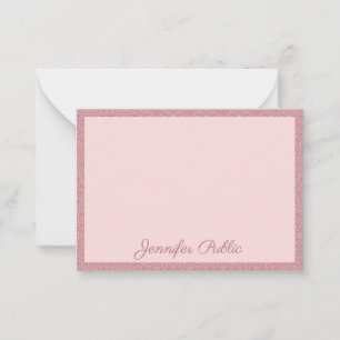 Rose Gold Glitter Elegant Modern Handwritten Card