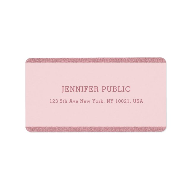 Rose Gold Glitter Elegant Modern Template Label (Front)