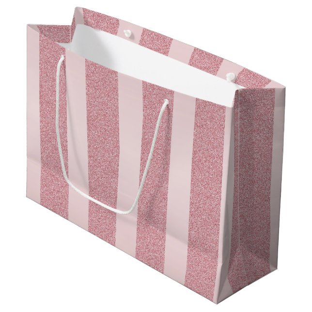 Rose Gold Glitter Elegant Modern Template Trendy Large Gift Bag (Front Angled)