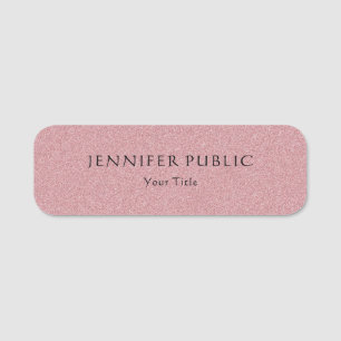 Rose Gold Glitter Elegant Modern Template Trendy Name Tag