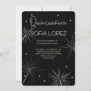 Rose Gold Glitter Elegant Quinceañera Invitation