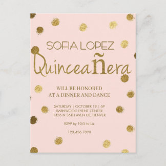 Rose Gold Glitter Elegant Quinceañera Postcard