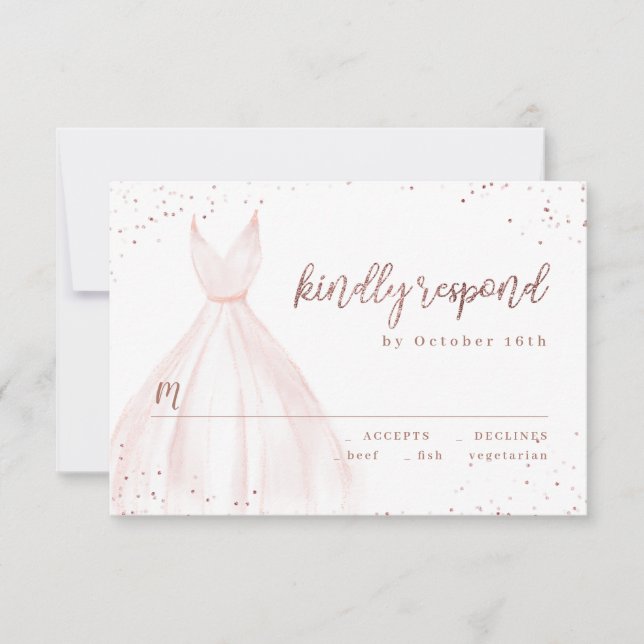 Rose Gold Glitter Elegant Sparkle Pink Dress RSVP (Front)
