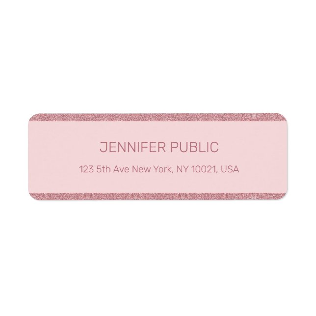 Rose Gold Glitter Elegant Template Return Address (Front)