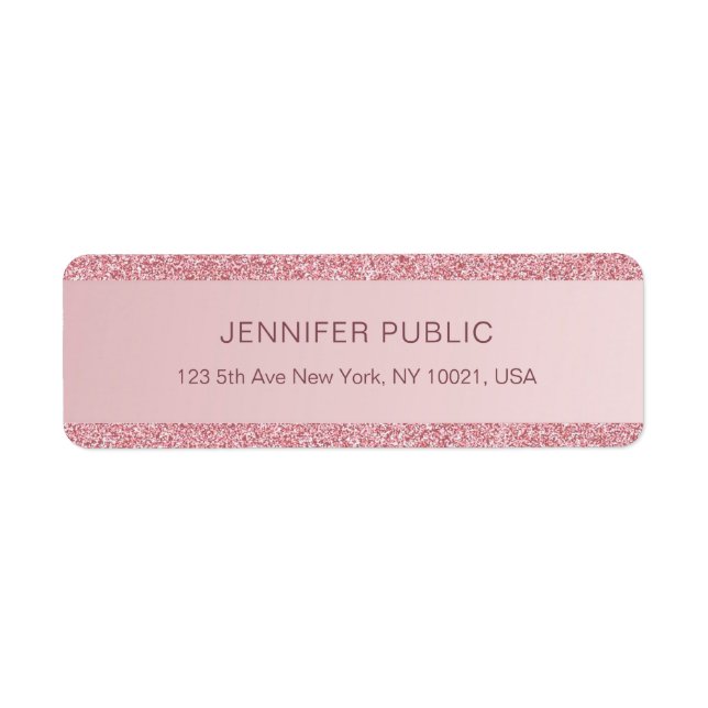 Rose Gold Glitter Elegant Template Return Address (Front)