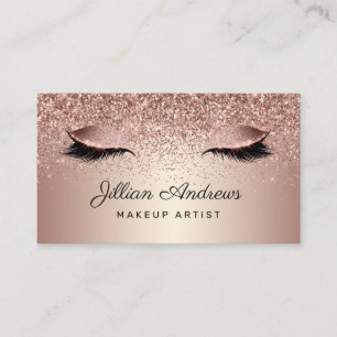Rose Gold Glitter Eyelash Blush Makeup Artist Business Card