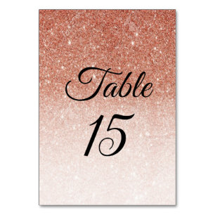 Rose Gold Glitter Faux Foil Table Number