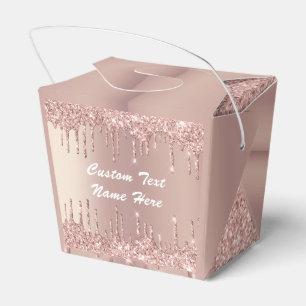 Rose Gold Glitter Favour Boxes Personalized Text
