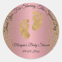 Rose Gold Glitter Feet Baby Shower Favour Thank