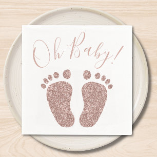 Rose Gold Glitter Feet Baby Shower  Napkin