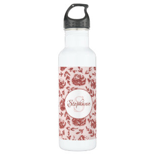 Rose Gold Glitter Floral Monogram Personalized 710 Ml Water Bottle