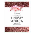 Rose Gold Glitter Floral Vintage Wedding Welcome