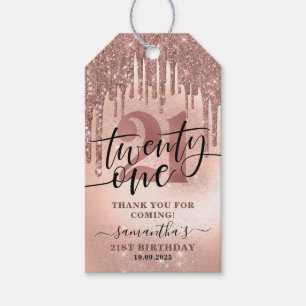 Rose Gold Glitter & Foil 21st Birthday Thank You  Gift Tags