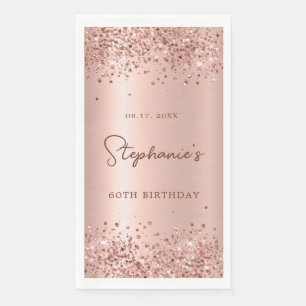 Rose Gold Glitter Foil 60th Birthday Monogram Napkin