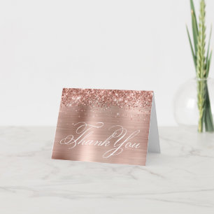 Rose Gold Glitter Foil Decorative Calligraphy Thank You Card