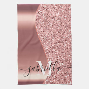 Rose Gold Glitter Foil Kitchen Towel